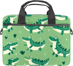 Fun Animal Green Gator Crocodile Laptop Bag Case Computer Sleeve Shoulder Messenger Bag for Work School