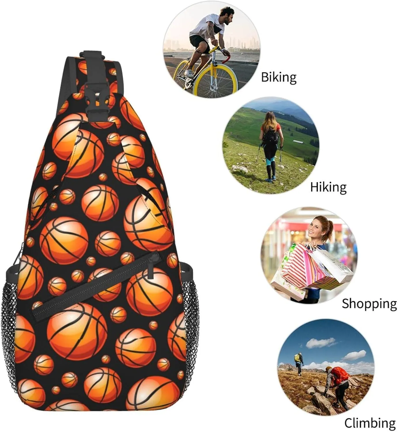 Fun Basketball Chest Bags Crossbody Sling Bag Shoulder Bag Travel Hiking Daypack For Men Women