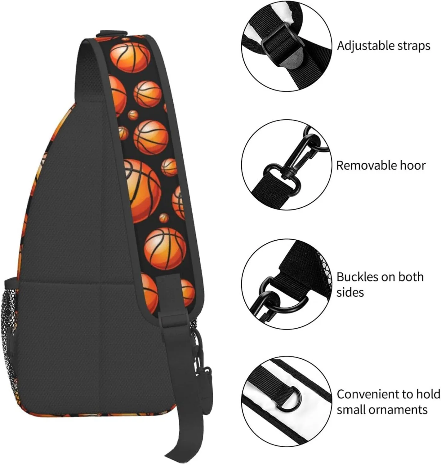 Fun Basketball Chest Bags Crossbody Sling Bag Shoulder Bag Travel Hiking Daypack For Men Women