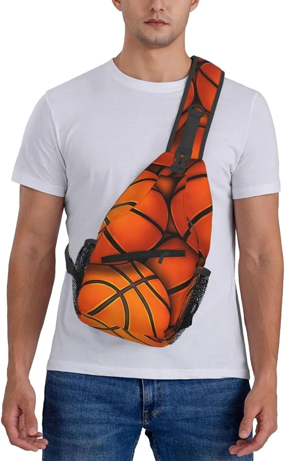 Fun Basketball Chest Bags Crossbody Sling Bag Shoulder Bag Travel Hiking Daypack For Men Women