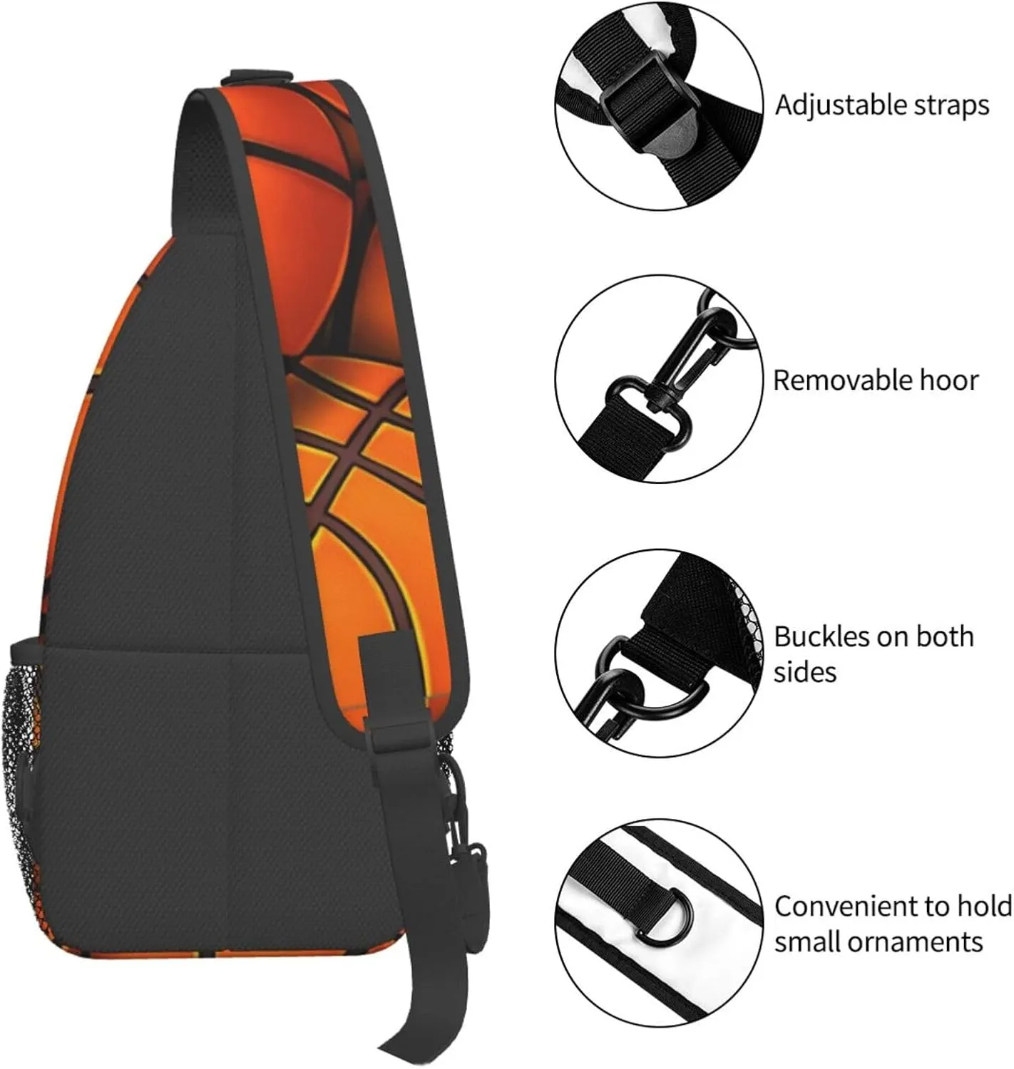 Fun Basketball Chest Bags Crossbody Sling Bag Shoulder Bag Travel Hiking Daypack For Men Women