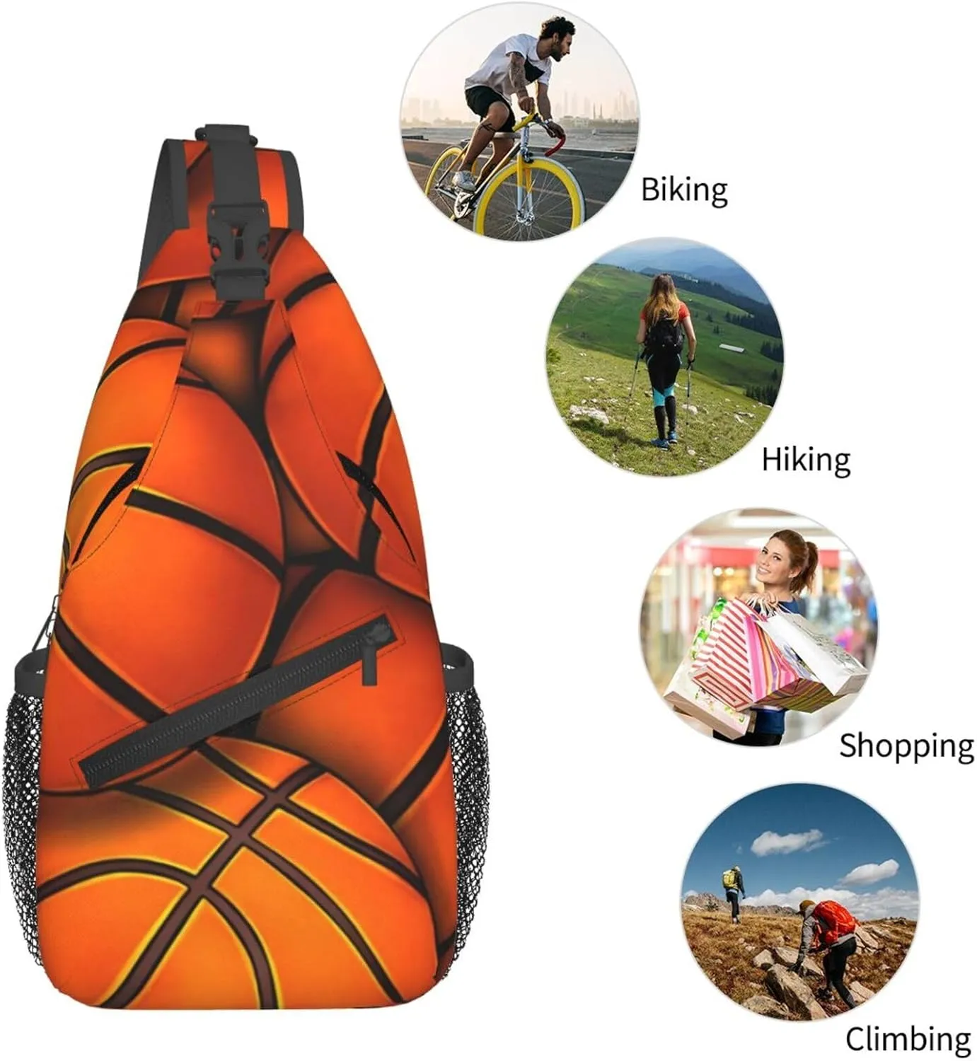 Fun Basketball Chest Bags Crossbody Sling Bag Shoulder Bag Travel Hiking Daypack For Men Women