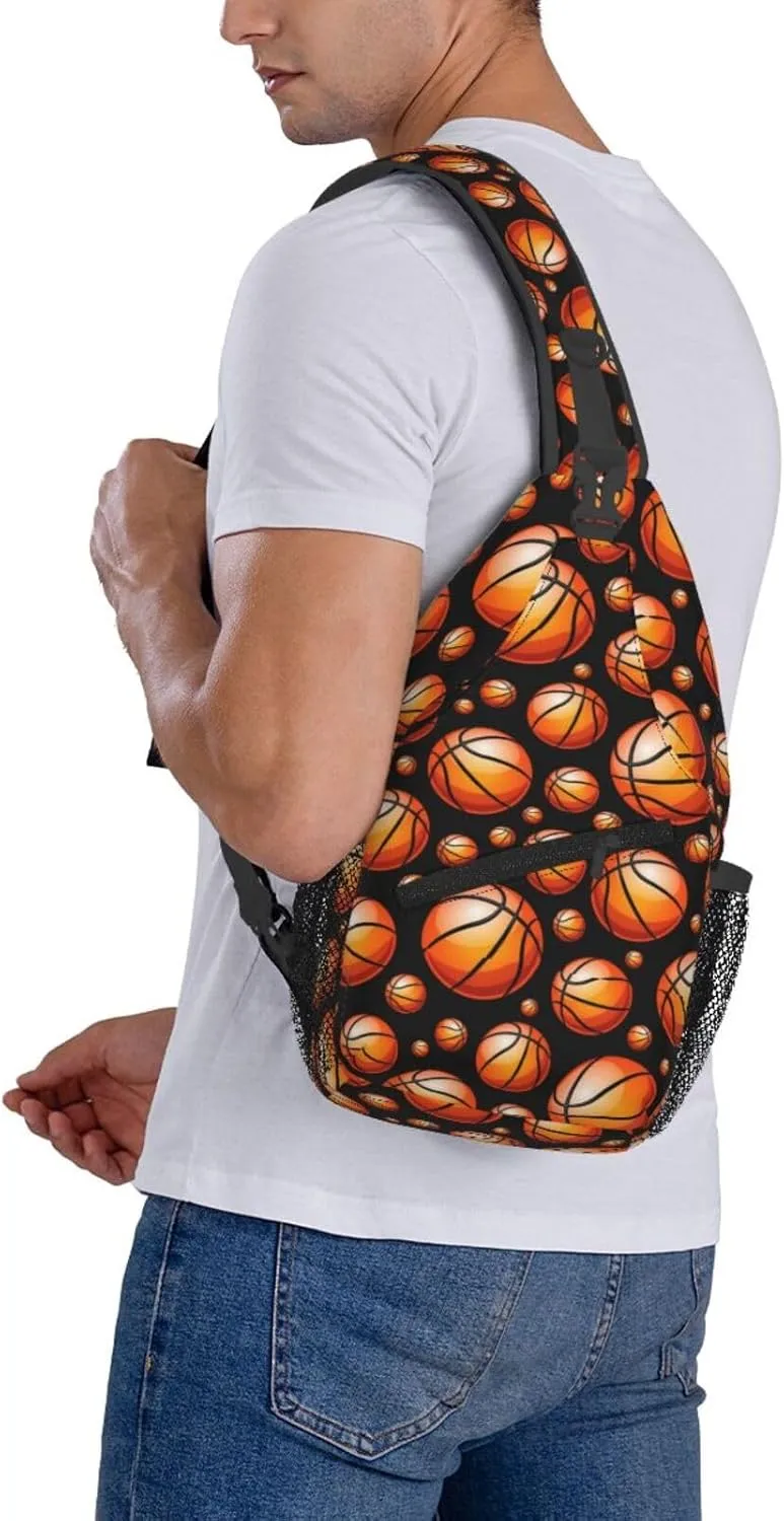 Fun Basketball Chest Bags Crossbody Sling Bag Shoulder Bag Travel Hiking Daypack For Men Women