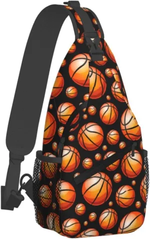 Fun Basketball Chest Bags Crossbody Sling Bag Shoulder Bag Travel Hiking Daypack For Men Women