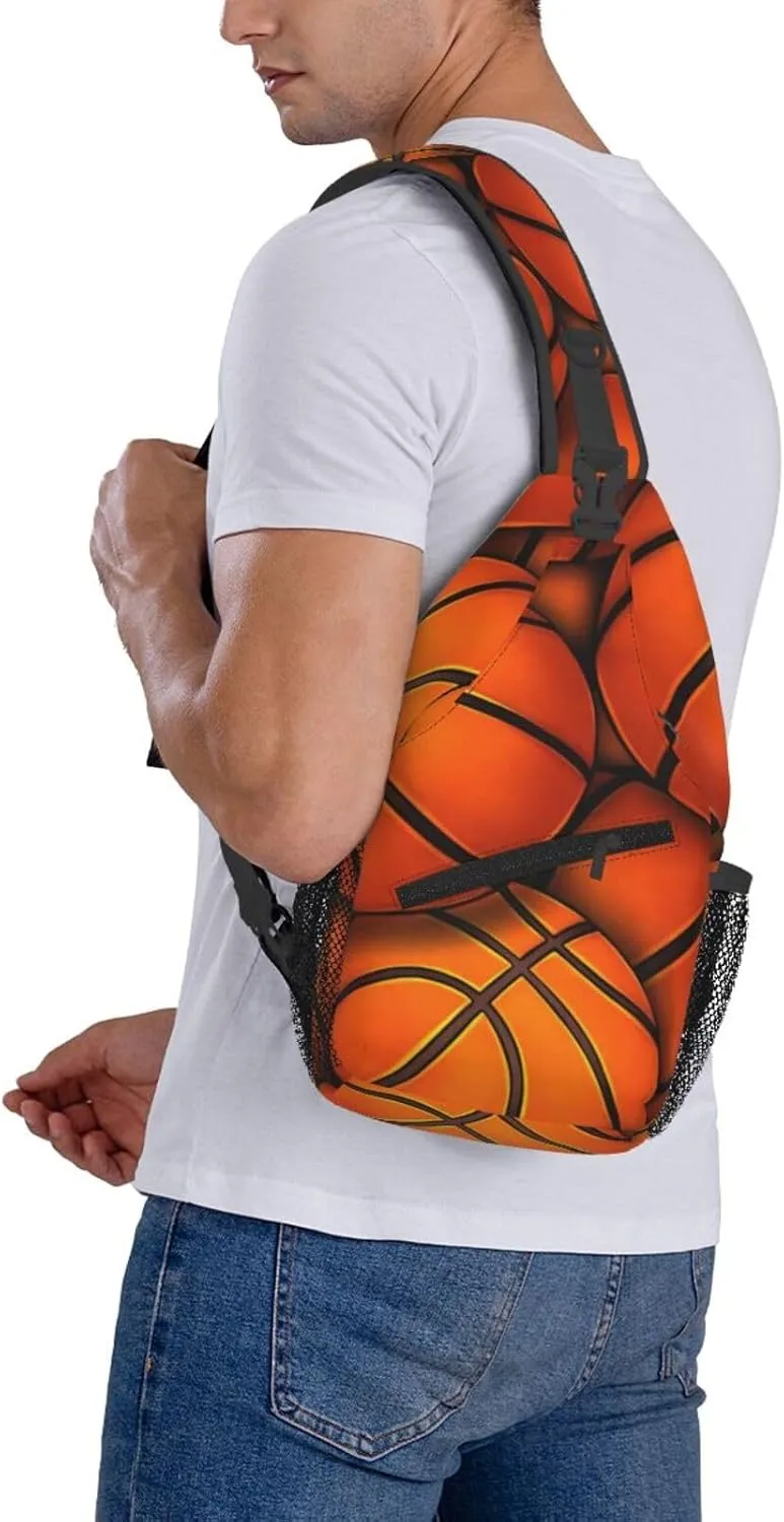 Fun Basketball Chest Bags Crossbody Sling Bag Shoulder Bag Travel Hiking Daypack For Men Women