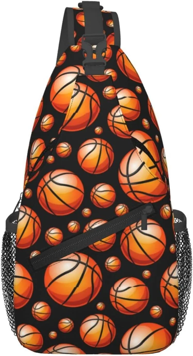 Fun Basketball Chest Bags Crossbody Sling Bag Shoulder Bag Travel Hiking Daypack For Men Women