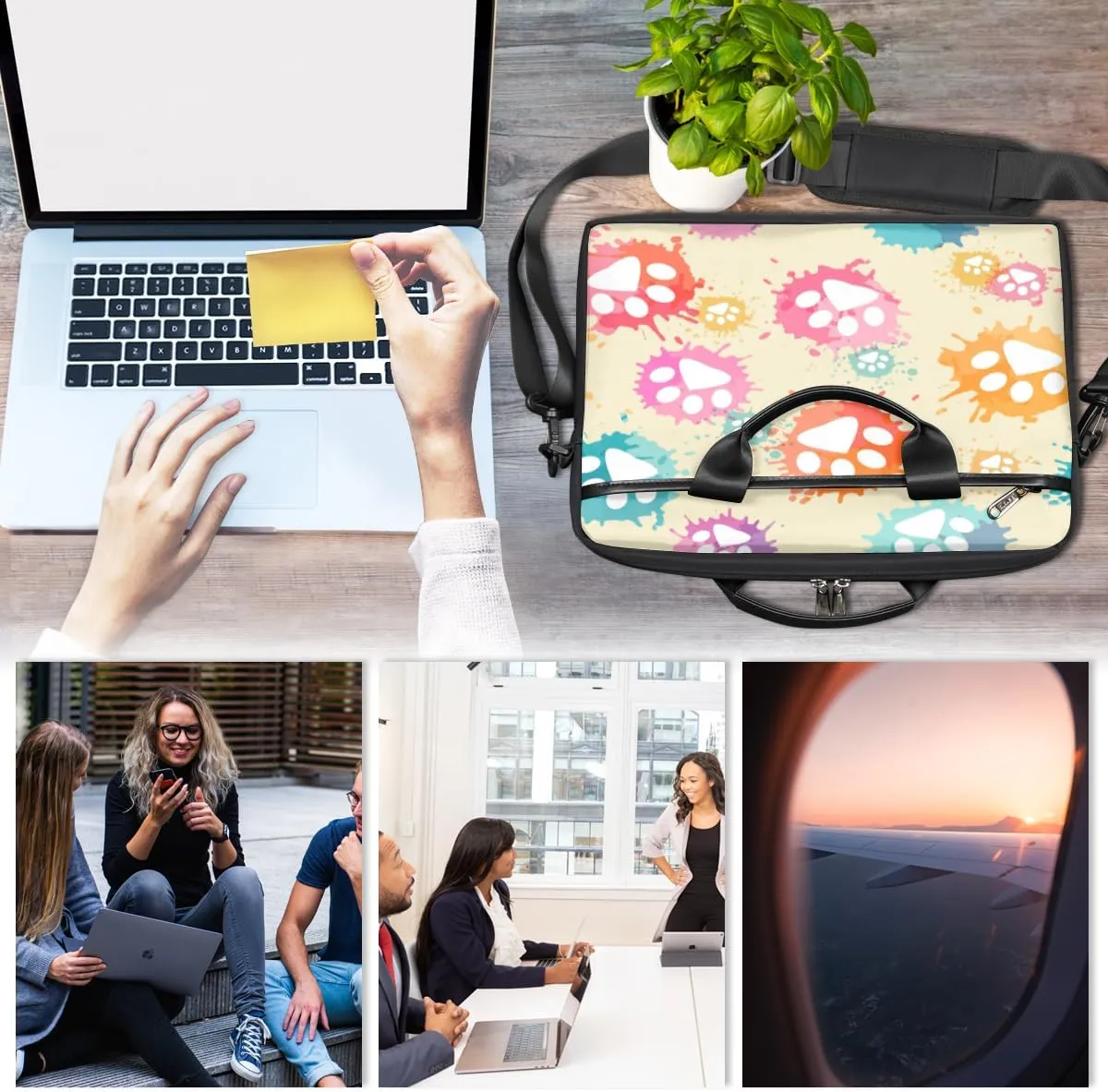 Fun Camouflage Pattern Laptop Shoulder Bag for Tablet Computer Notebook Sleeve Messenger Carrying Case Briefcase Tote