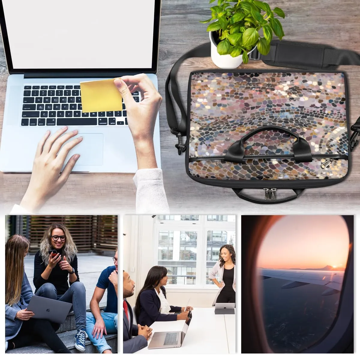 Fun Color Theme Laptop Shoulder Bag for Tablet Computer Notebook Sleeve Messenger Carrying Case Briefcase Tote