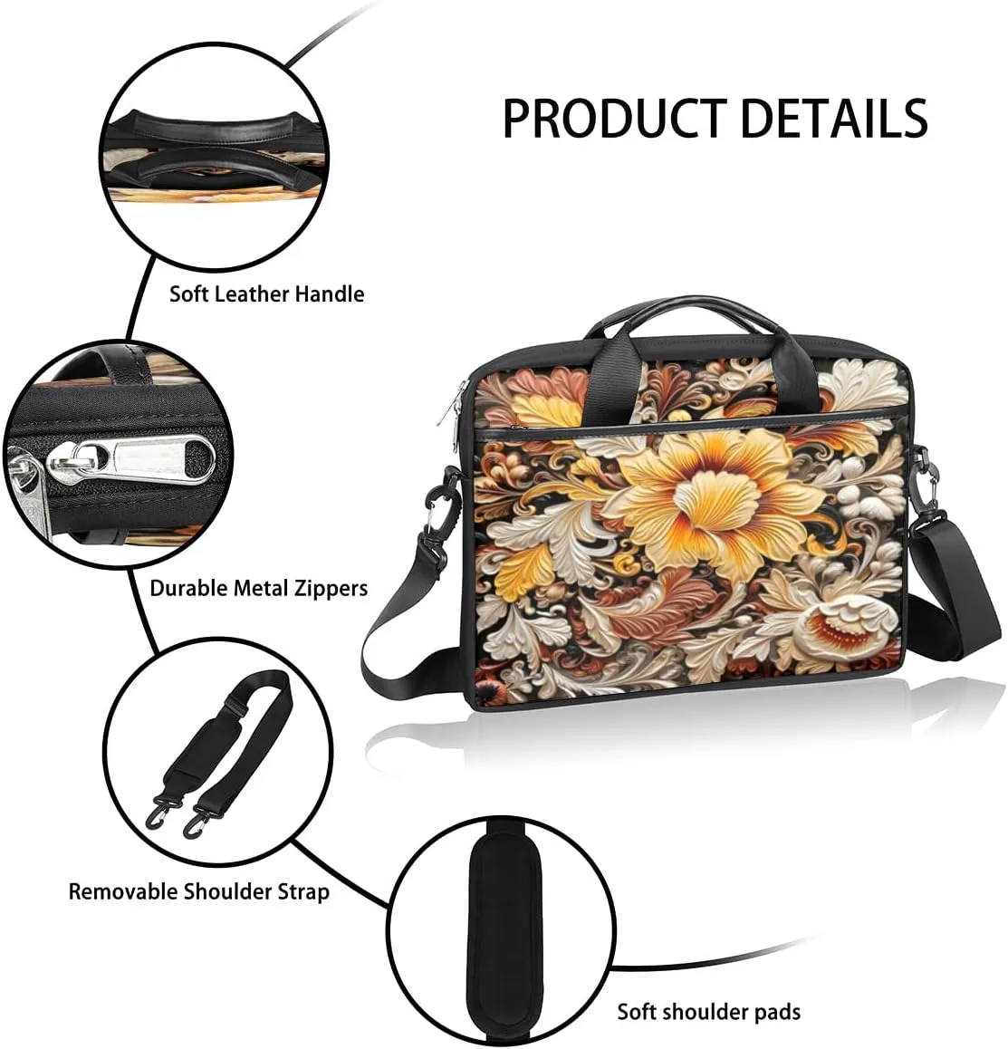 Fun Color Theme Laptop Shoulder Bag for Tablet Computer Notebook Sleeve Messenger Carrying Case Briefcase Tote