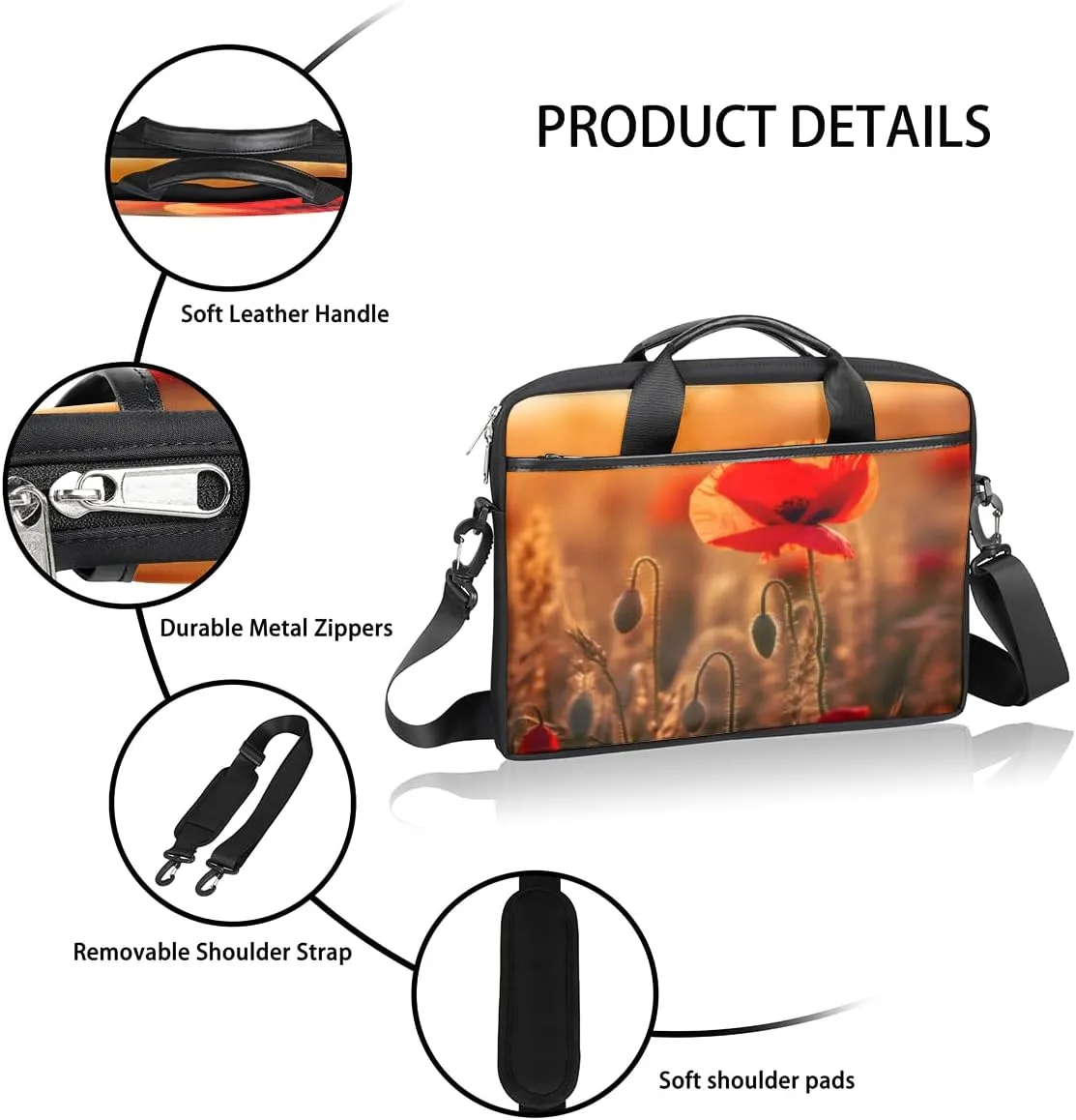 Fun Color Theme Laptop Shoulder Bag for Tablet Computer Notebook Sleeve Messenger Carrying Case Briefcase Tote