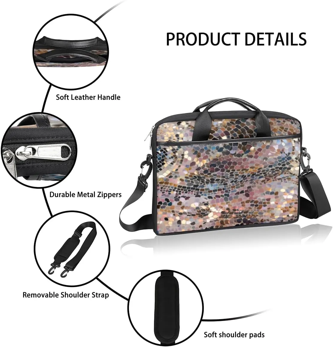 Fun Color Theme Laptop Shoulder Bag for Tablet Computer Notebook Sleeve Messenger Carrying Case Briefcase Tote