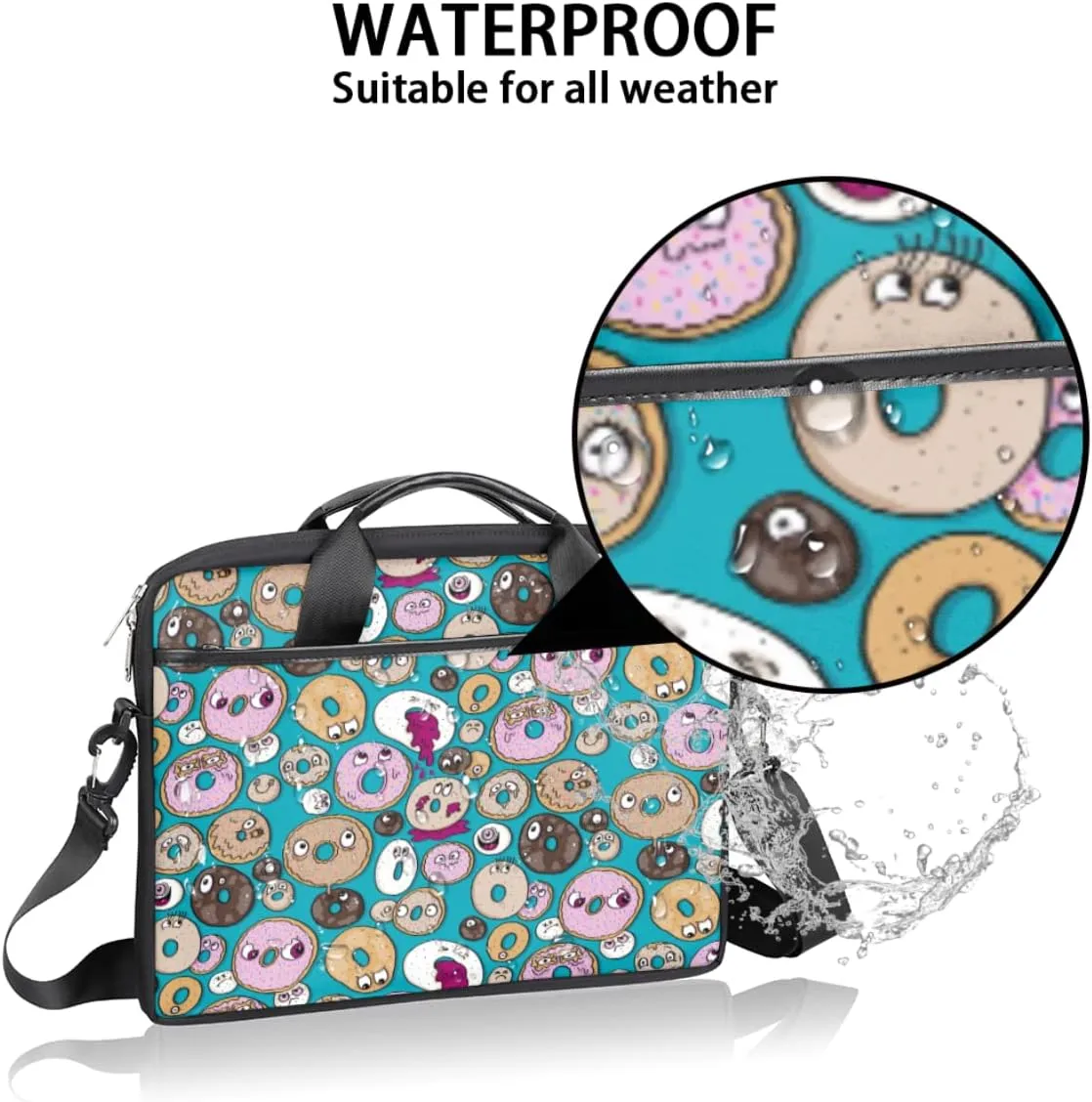 Fun Letters Doodles Laptop Shoulder Messenger Bag Waterproof Laptop Briefcase with Handle and Padded Strap Case Sleeve