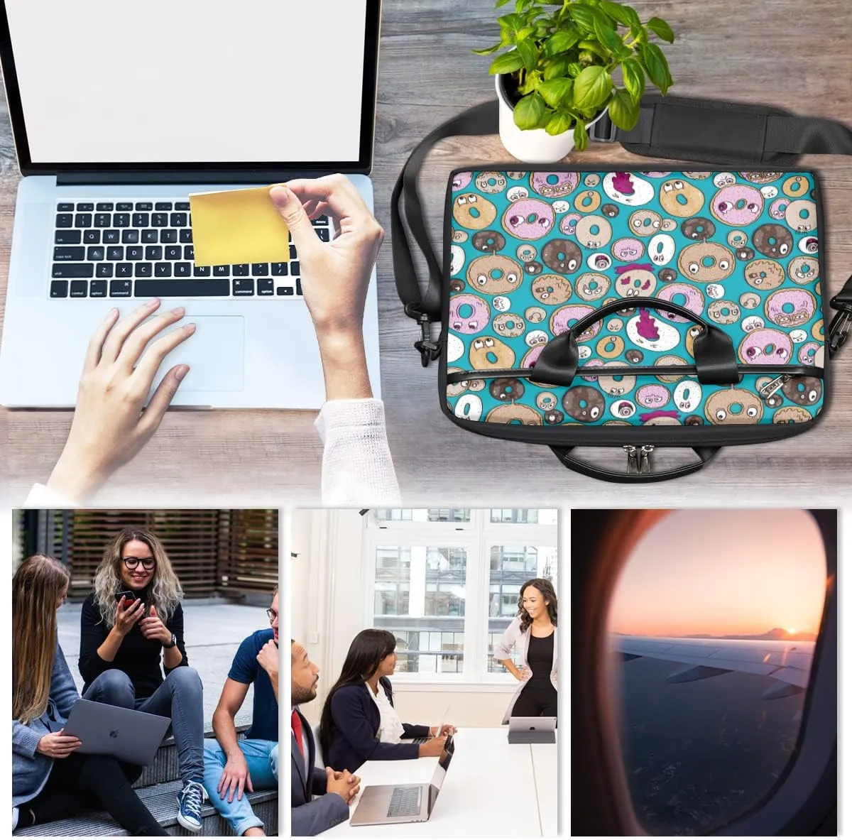 Fun Letters Doodles Laptop Shoulder Messenger Bag Waterproof Laptop Briefcase with Handle and Padded Strap Case Sleeve