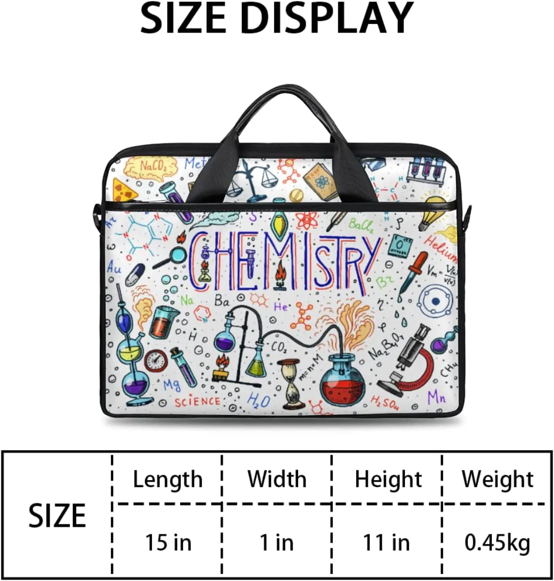 Fun Letters Doodles Laptop Shoulder Messenger Bag Waterproof Laptop Briefcase with Handle and Padded Strap Case Sleeve