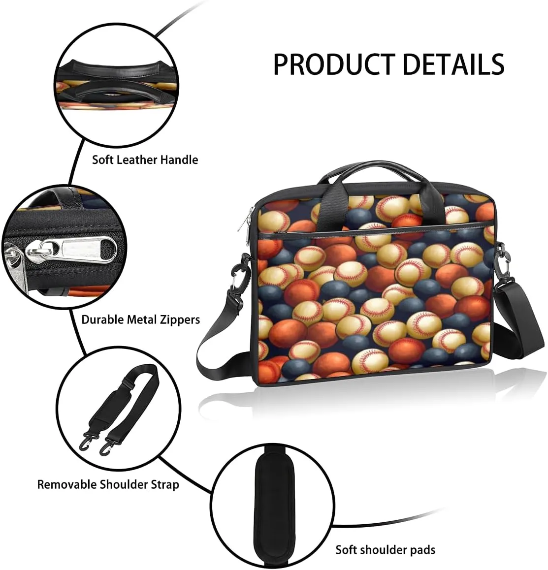 Fun Mushroom Pattern Laptop Shoulder Bag for Tablet Computer Notebook Sleeve Messenger Carrying Case Briefcase Tote