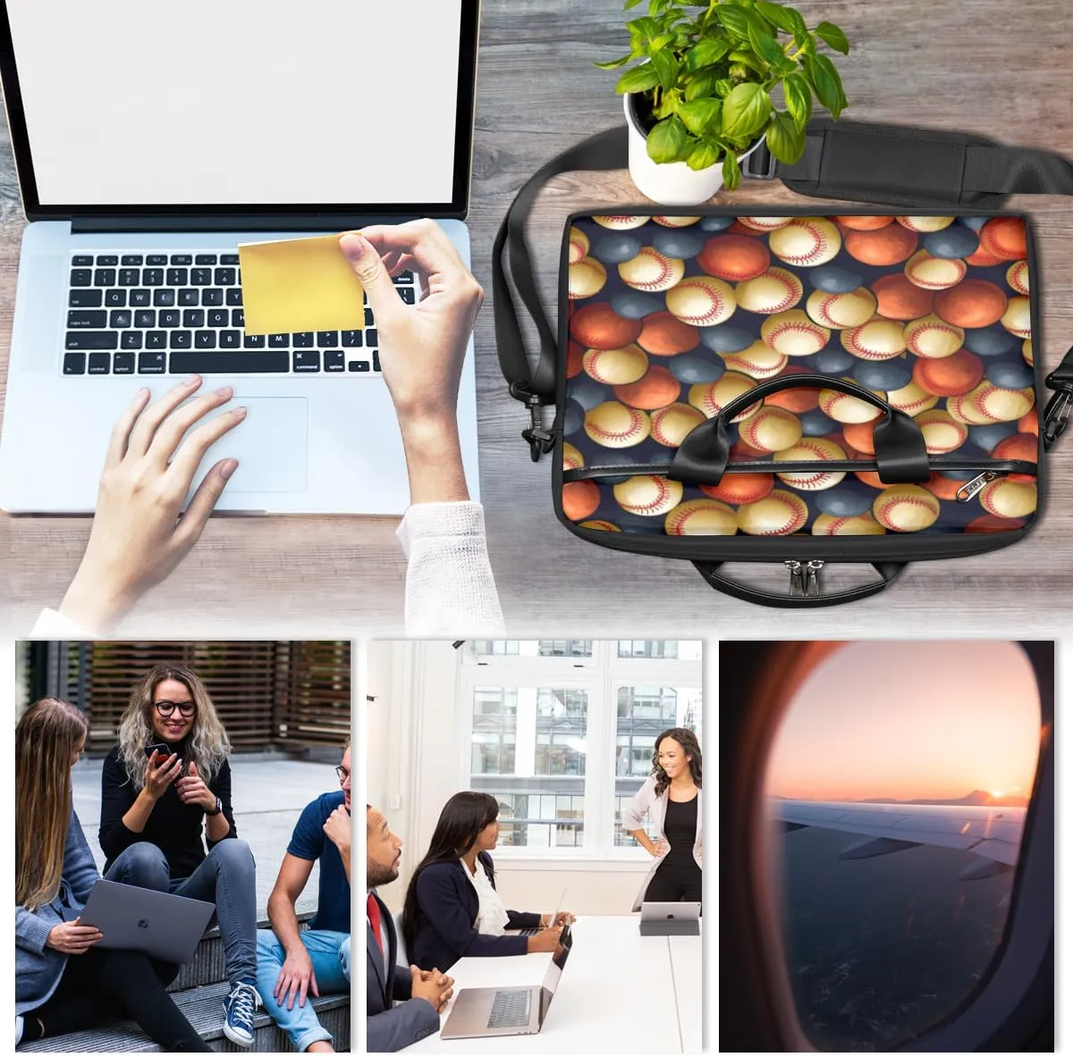 Fun Mushroom Pattern Laptop Shoulder Bag for Tablet Computer Notebook Sleeve Messenger Carrying Case Briefcase Tote
