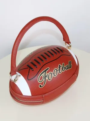 Fun Shape Purse for Women Football Shaped Crossbody Shoulder Bag Novelty Handbags Rugby Clutch PU Leather