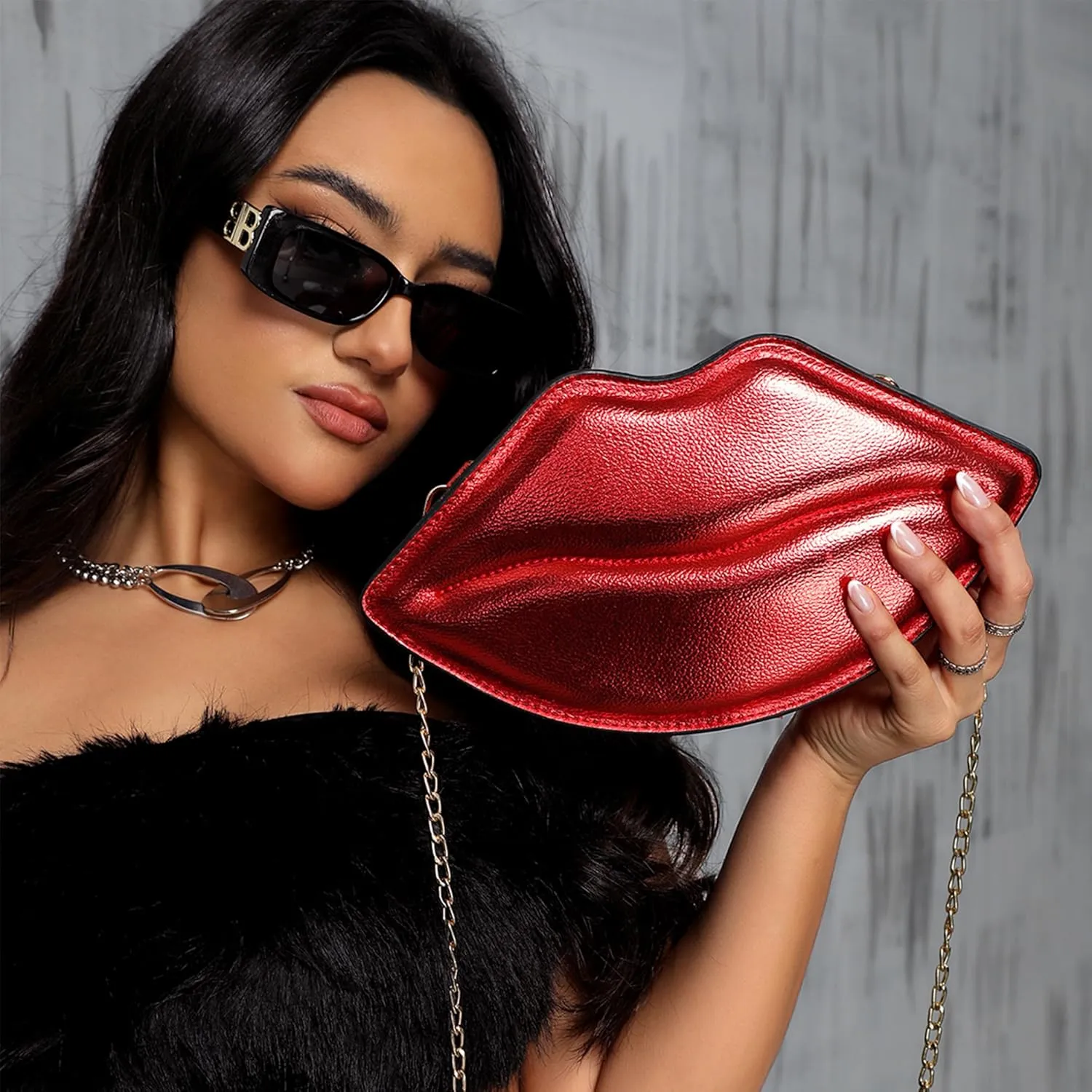 Fun Shape Purse for Women Novelty Handbags Unique Chain Crossbody Bag for Teens with Adjustable Shoulder Strap
