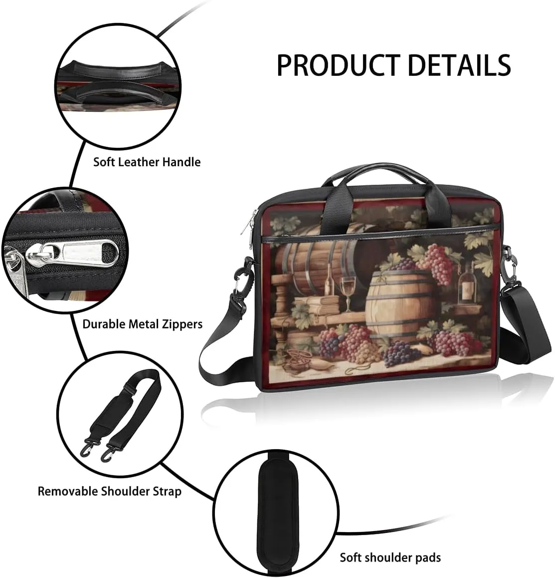Fun The Food Texture Laptop Shoulder Bag for Tablet Computer Notebook Sleeve Messenger Carrying Case Briefcase Tote