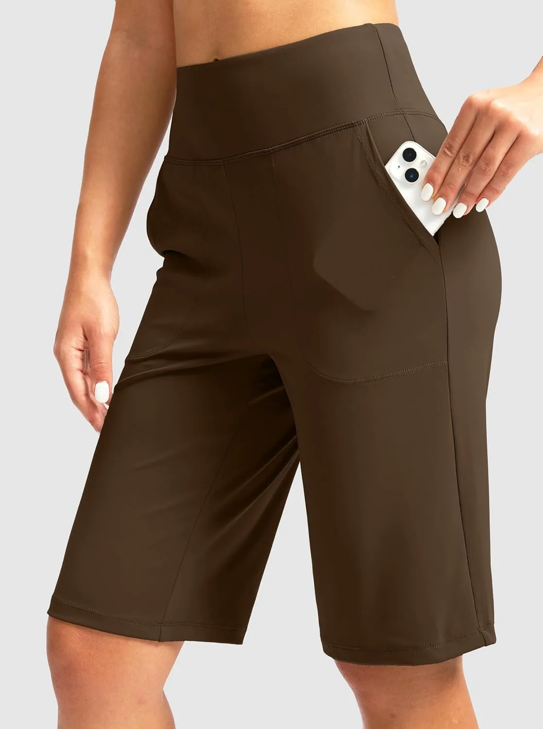 G Gradual Women's Bermuda Shorts 12" Knee Length with Pockets High Waisted Stretch Long Shorts for Women Casual Walking