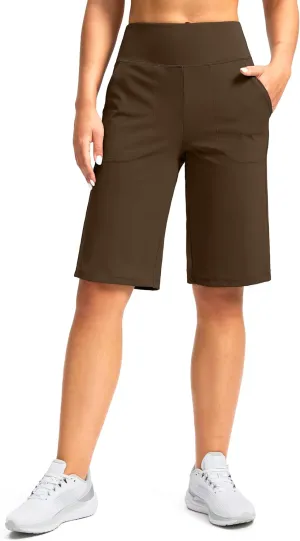 G Gradual Women's Bermuda Shorts 12" Knee Length with Pockets High Waisted Stretch Long Shorts for Women Casual Walking