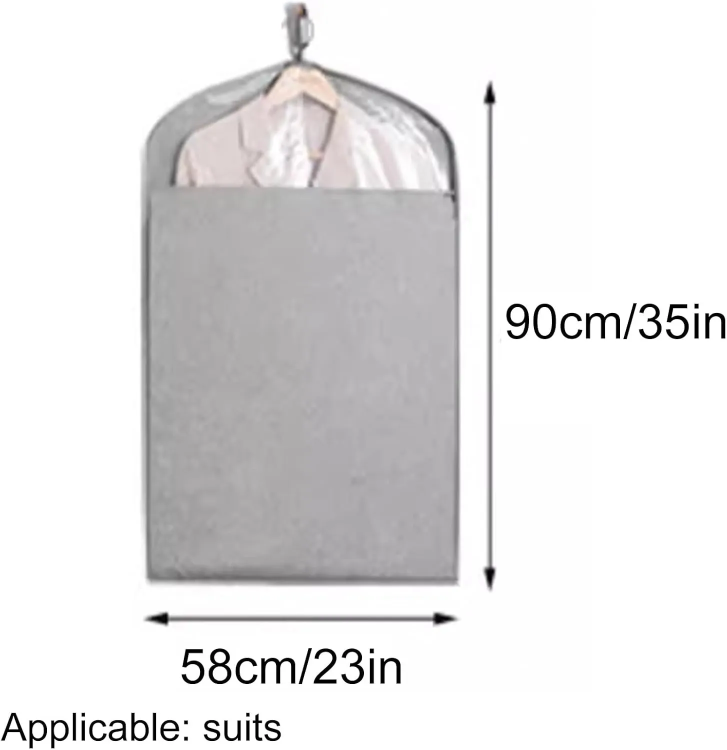 Garment Bags for Hanging Clothes, Oxford Cloth Garment Covers Dry, Dust-proof, for Home Storage, Dry Cleaner, Travel(Beige,58x90cm/23x35in)