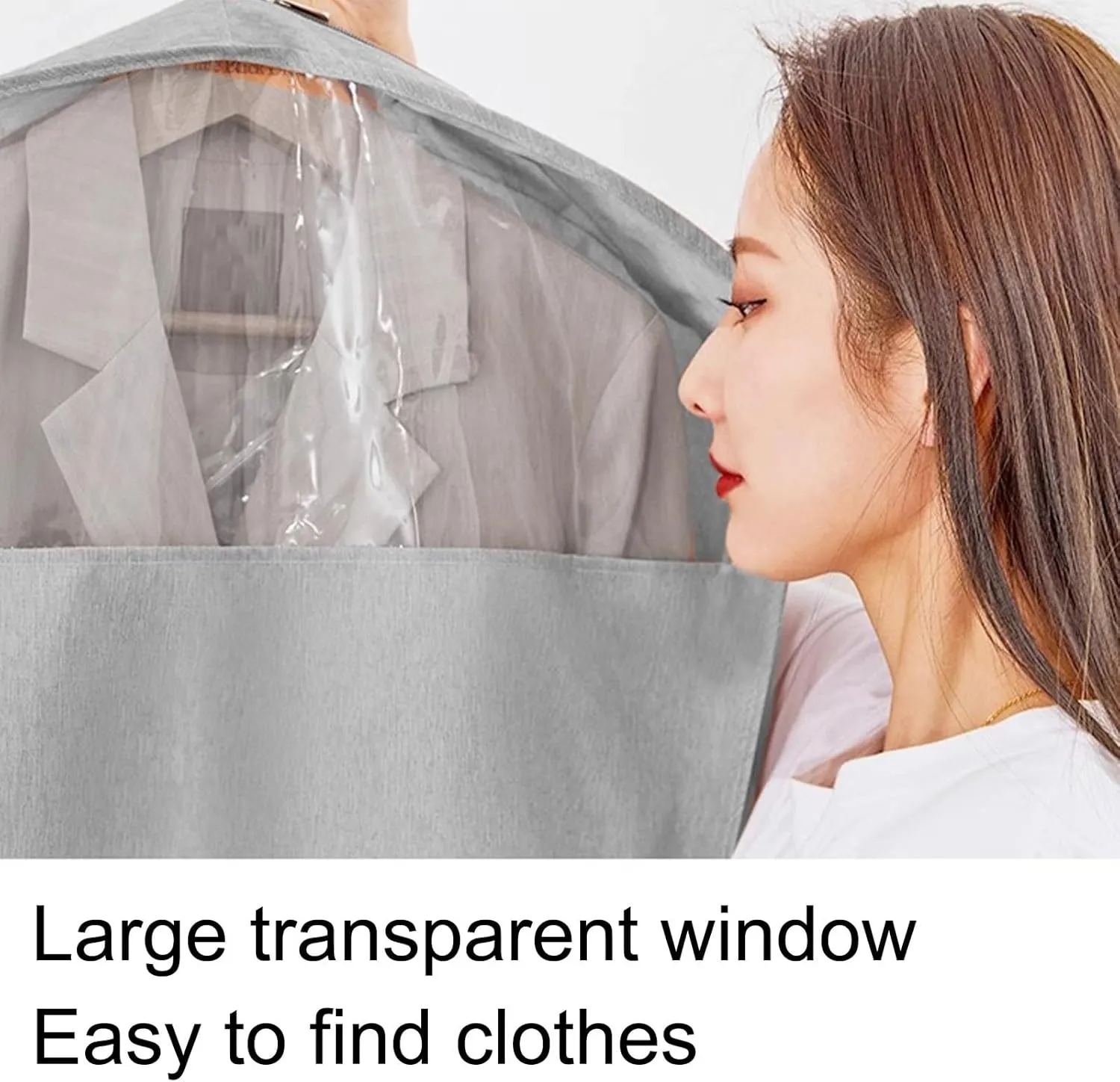 Garment Bags for Hanging Clothes, Oxford Cloth Garment Covers Dry, Dust-proof, for Home Storage, Dry Cleaner, Travel(Beige,58x90cm/23x35in)