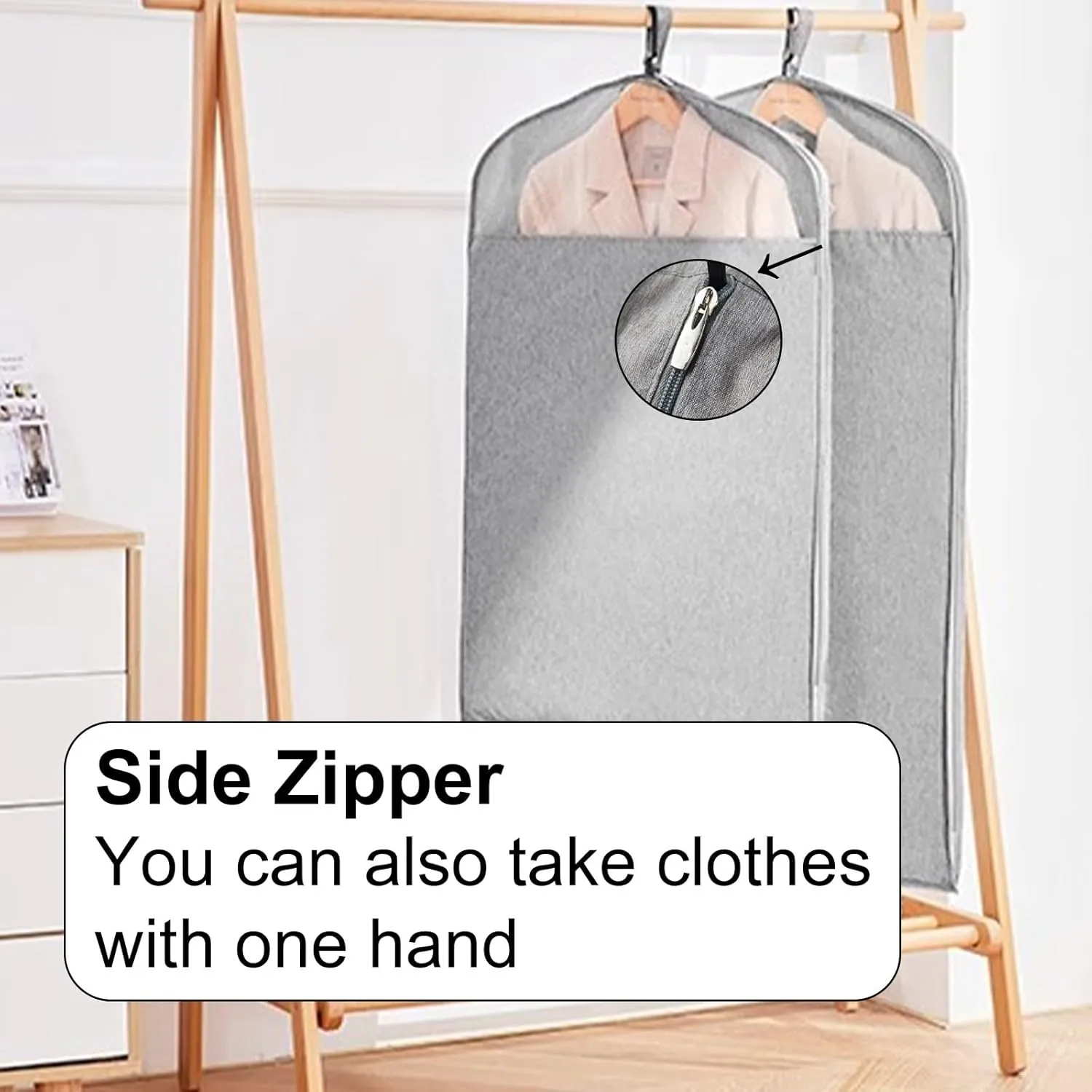 Garment Bags for Hanging Clothes, Oxford Cloth Garment Covers Dry, Dust-proof, for Home Storage, Dry Cleaner, Travel(Beige,58x90cm/23x35in)