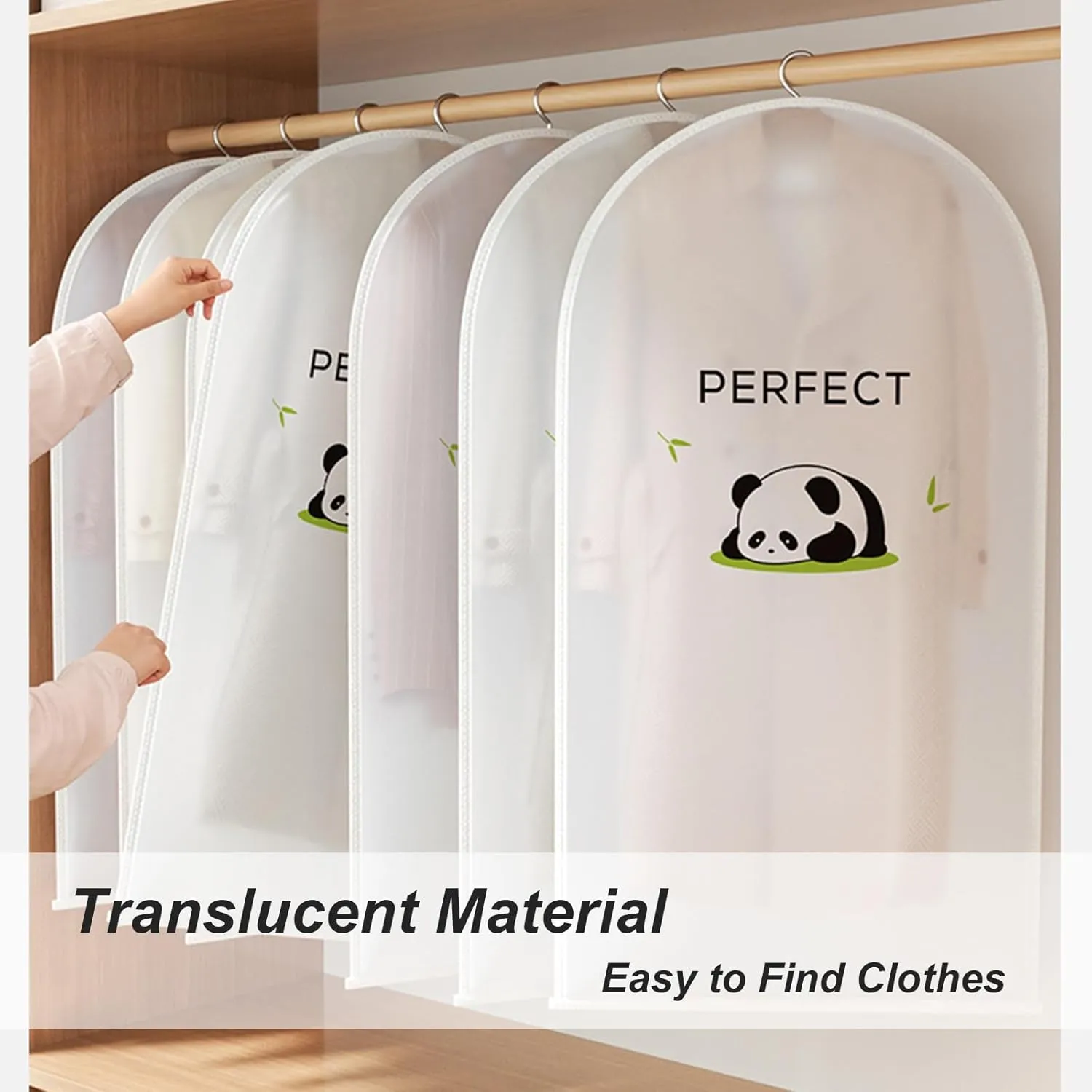 Garment Bags for Hanging Clothes, Translucent Coat Bags for Closet Storage with Zipper, Clothes Cover for Suits Coat, Jacket, Sweater, Shirts, 5 Packs(60x120cm/24x47in)
