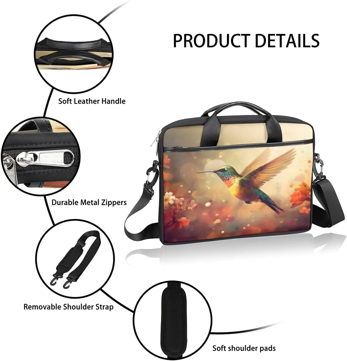 Geometry Fun Theme Laptop Shoulder Bag for Tablet Computer Notebook Sleeve Messenger Carrying Case Briefcase Tote