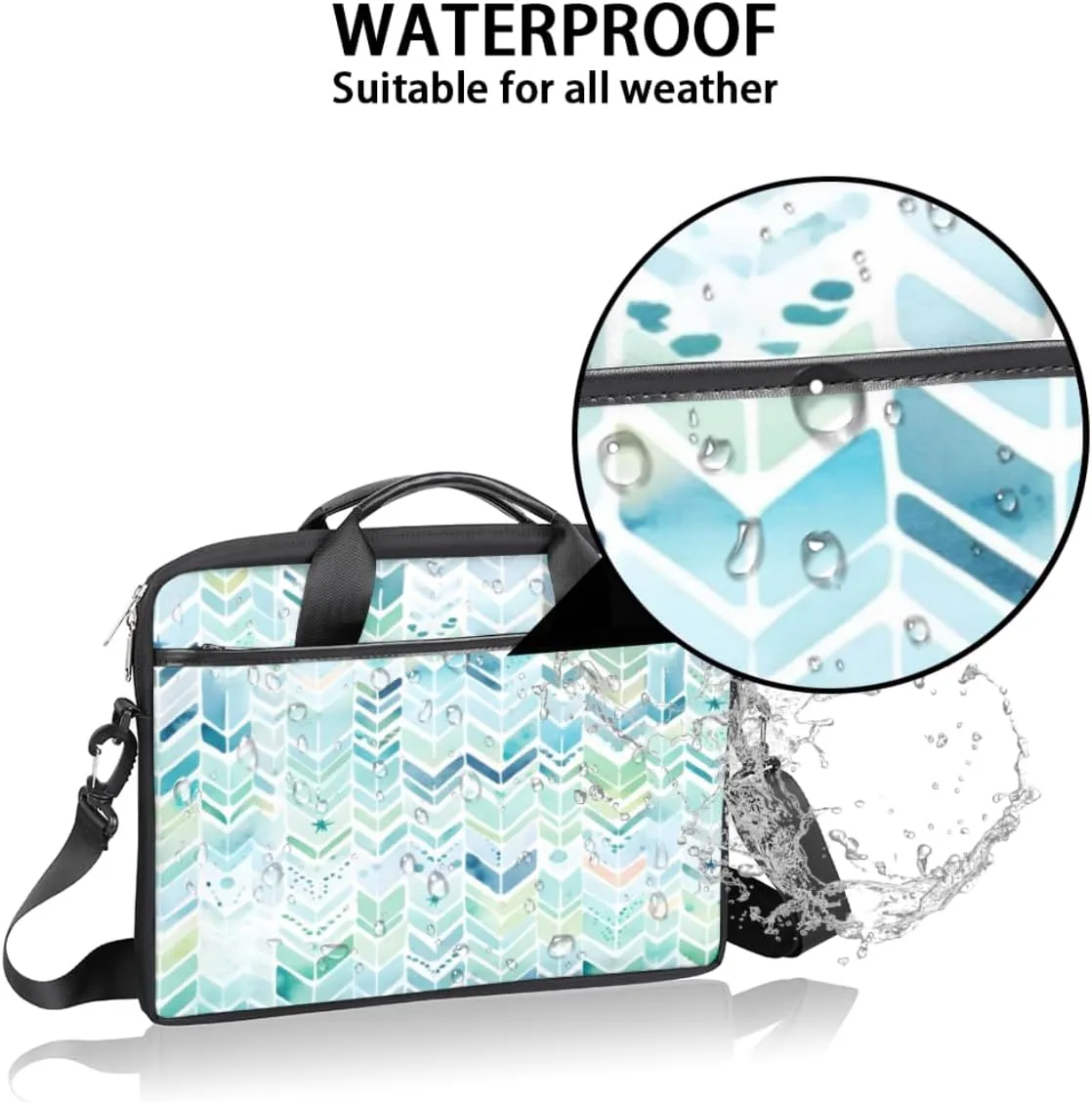 Geometry Fun Theme Laptop Shoulder Bag for Tablet Computer Notebook Sleeve Messenger Carrying Case Briefcase Tote