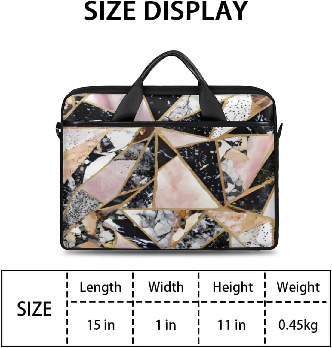 Geometry Fun Theme Laptop Shoulder Bag for Tablet Computer Notebook Sleeve Messenger Carrying Case Briefcase Tote