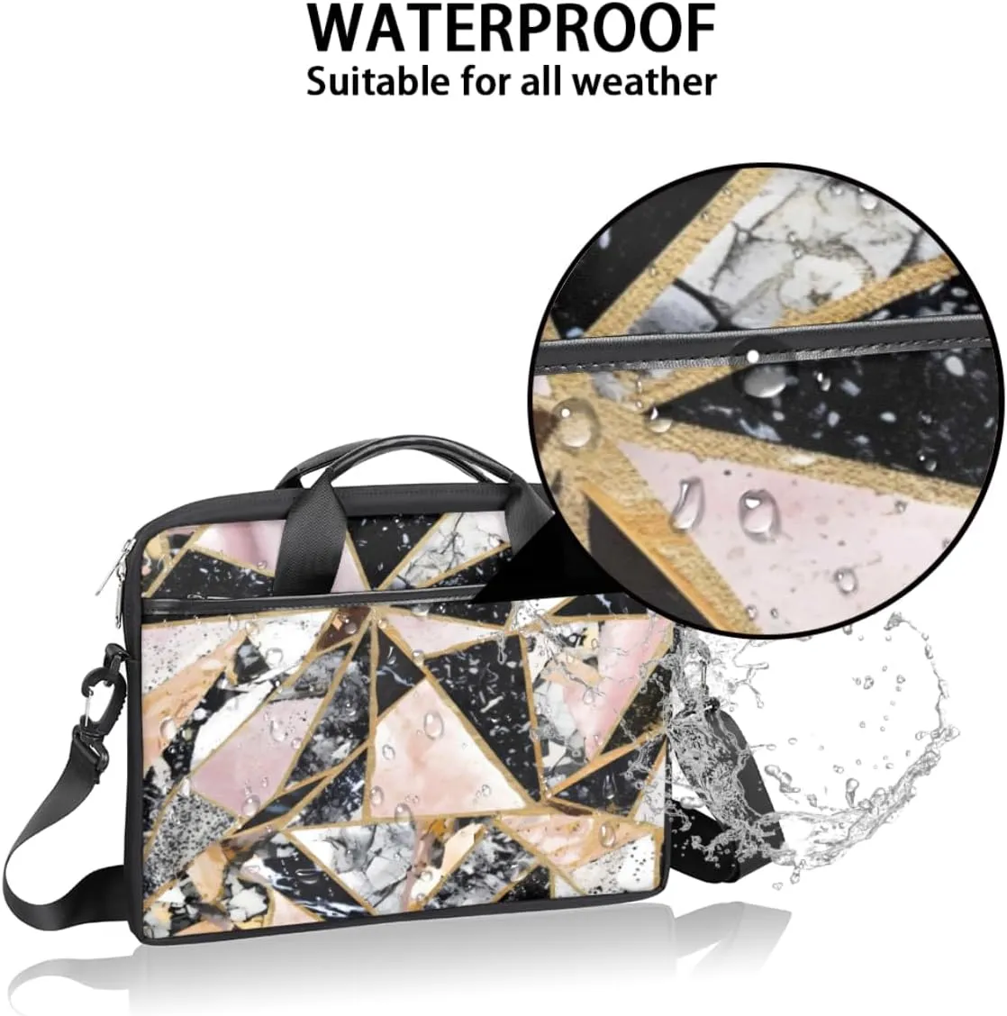 Geometry Fun Theme Laptop Shoulder Bag for Tablet Computer Notebook Sleeve Messenger Carrying Case Briefcase Tote