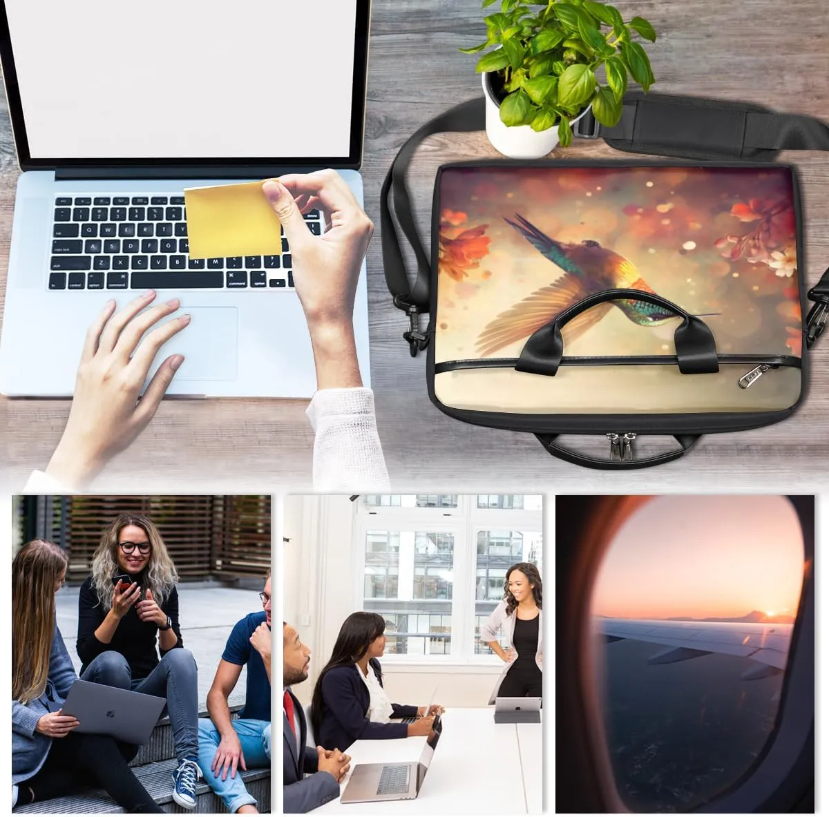 Geometry Fun Theme Laptop Shoulder Bag for Tablet Computer Notebook Sleeve Messenger Carrying Case Briefcase Tote