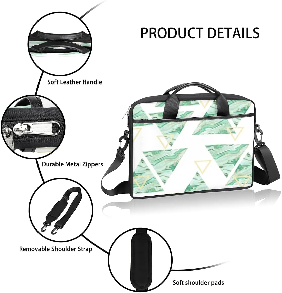 Geometry Fun Theme Laptop Shoulder Bag for Tablet Computer Notebook Sleeve Messenger Carrying Case Briefcase Tote