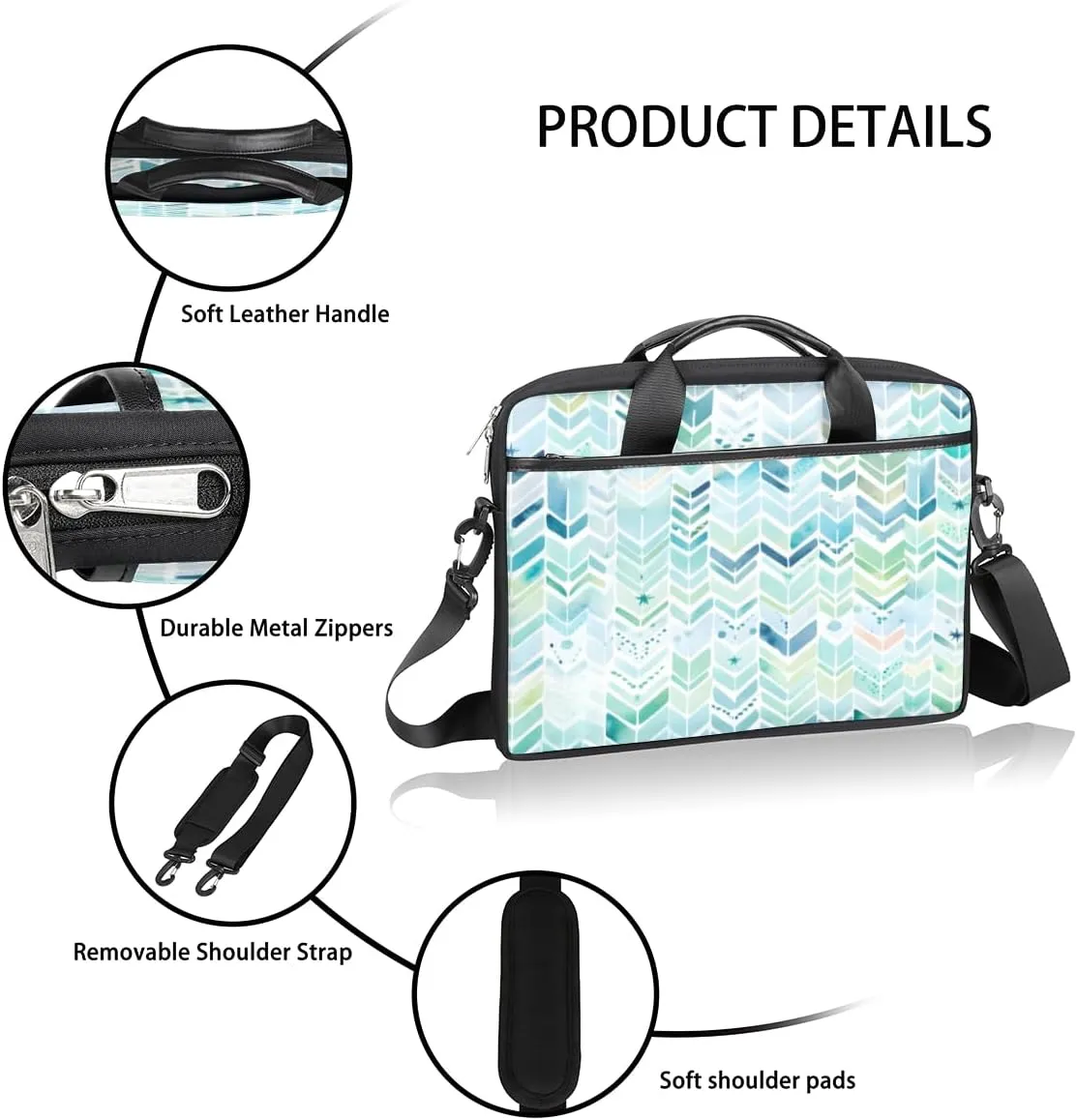 Geometry Fun Theme Laptop Shoulder Bag for Tablet Computer Notebook Sleeve Messenger Carrying Case Briefcase Tote
