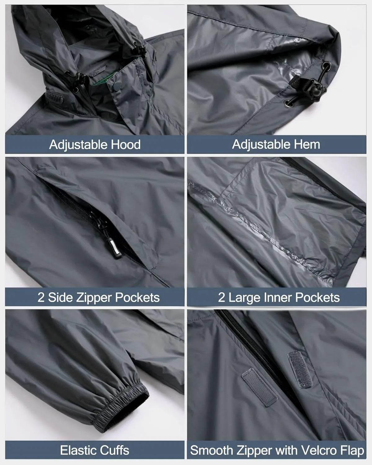 GIISAM Mens Rain Jacket with Hood Lightweight Rain Coats Waterproof Raincoat Packable Windbreaker for Hiking Cycling