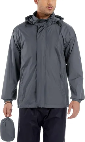 GIISAM Mens Rain Jacket with Hood Lightweight Rain Coats Waterproof Raincoat Packable Windbreaker for Hiking Cycling