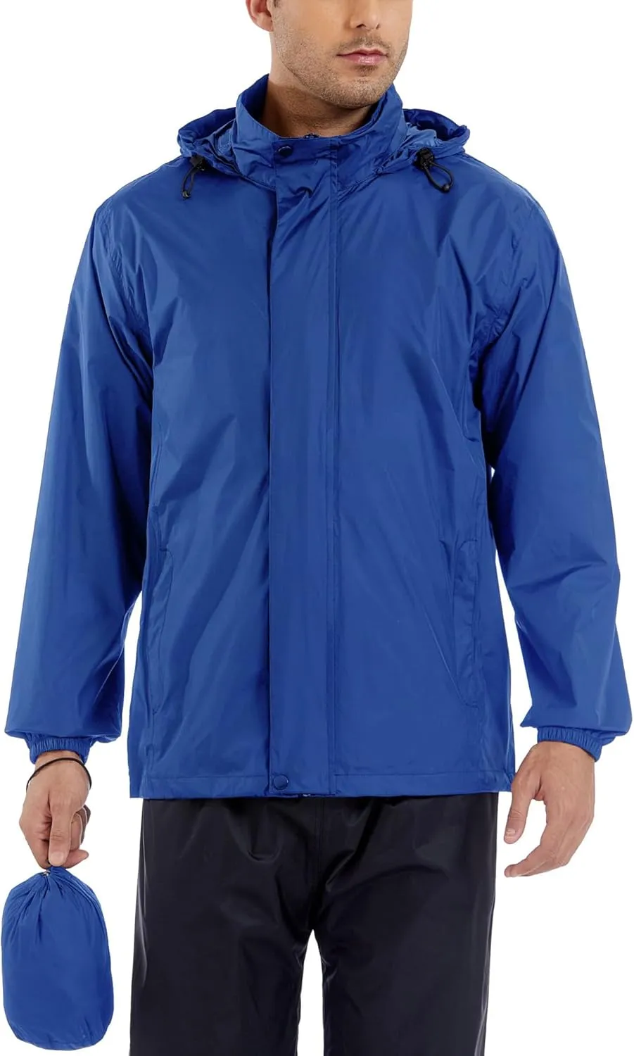 GIISAM Mens Rain Jacket with Hood Lightweight Rain Coats Waterproof Raincoat Packable Windbreaker for Hiking Cycling