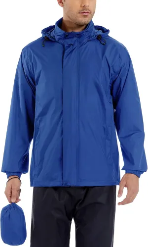 GIISAM Mens Rain Jacket with Hood Lightweight Rain Coats Waterproof Raincoat Packable Windbreaker for Hiking Cycling