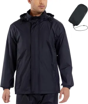 GIISAM Mens Rain Jacket with Hood Lightweight Rain Coats Waterproof Raincoat Packable Windbreaker for Hiking Cycling