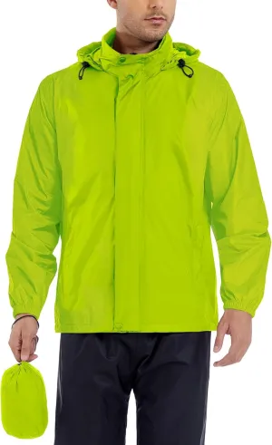GIISAM Mens Rain Jacket with Hood Lightweight Rain Coats Waterproof Raincoat Packable Windbreaker for Hiking Cycling