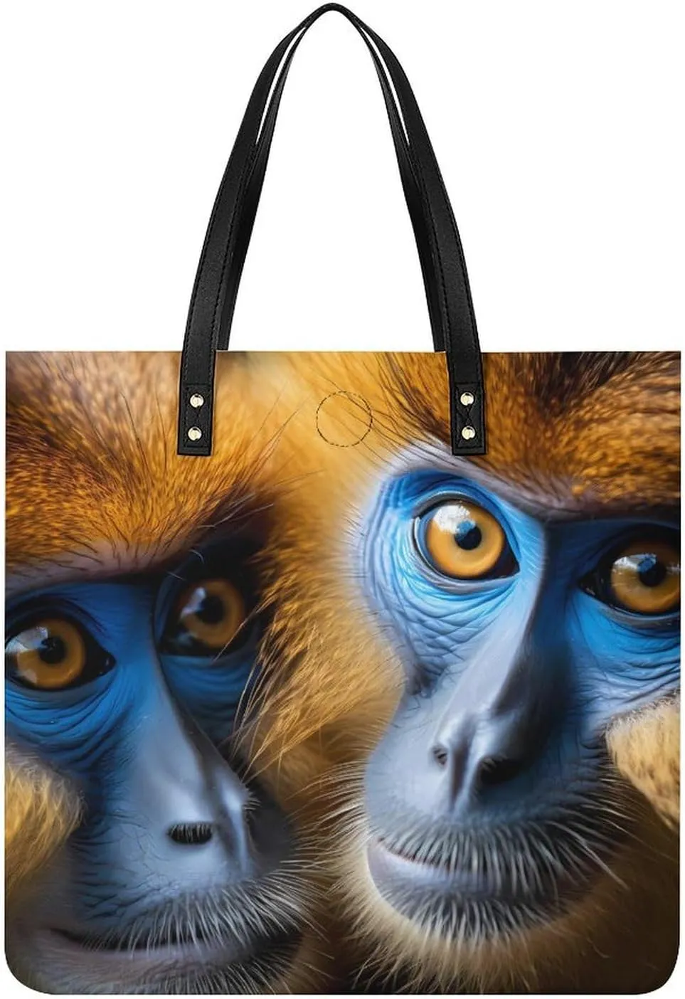 Golden Monkey Face Tote Bags PU Leather Top Handle Satchel Handbags Shoulder Bags Travel Purse for Women Men