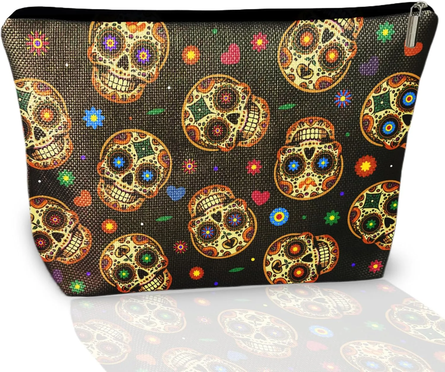 Gothic Skull Witch Makeup Bag Fun Christmas Gift for Friends Spacious Zippered Pouch for Women Witchy