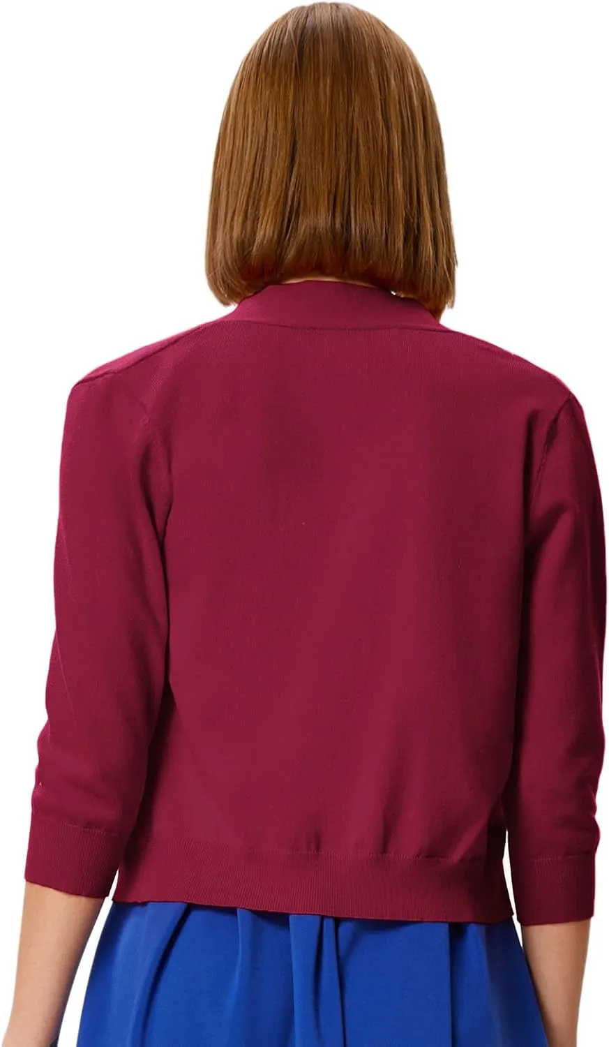 GRACE KARIN Women's 3/4 Sleeve Knit Cropped Cardigan Sweaters Open Front Bolero Shrugs Coat Tops S-3XL