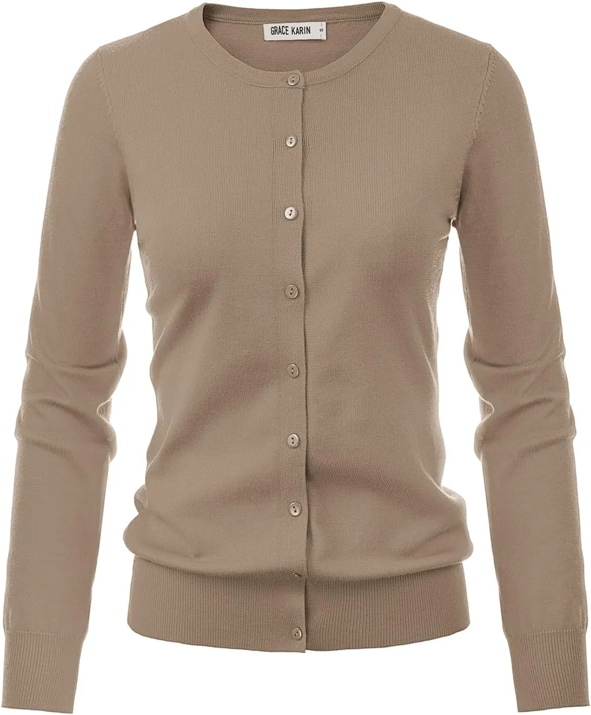 GRACE KARIN Women's Classic Long Sleeve Knit Cardigan Sweaters Casual Open Front Button Down Cardigan S-3XL