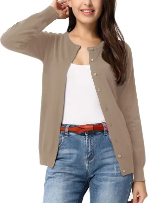 GRACE KARIN Women's Classic Long Sleeve Knit Cardigan Sweaters Casual Open Front Button Down Cardigan S-3XL
