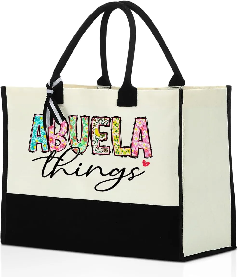 Grandma Christmas Birthday Gifts Mother Gifts Tote Bag for Women Grandmother Classic Canvas Shopping Grocery Bag