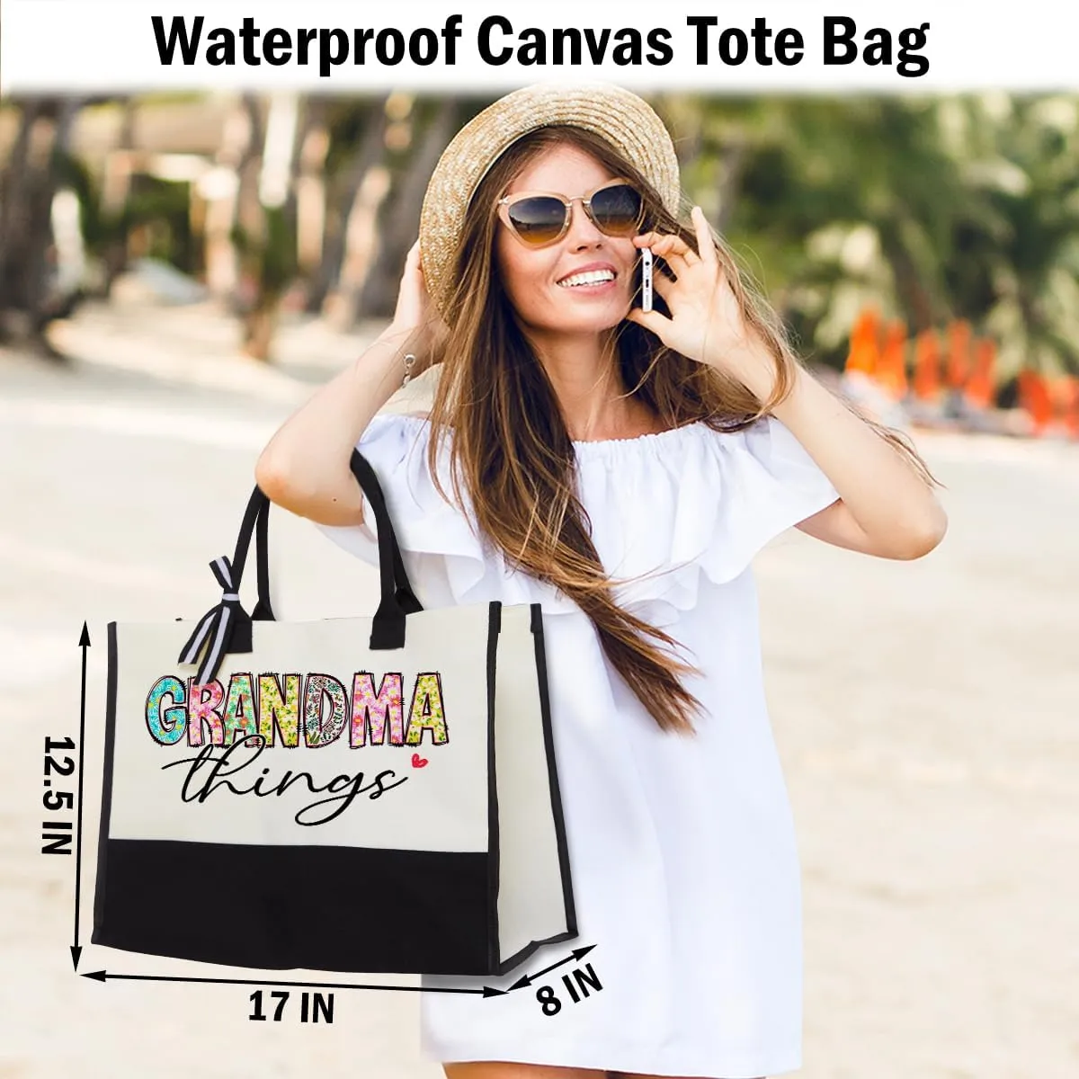 Grandma Christmas Birthday Gifts Mother Gifts Tote Bag for Women Grandmother Classic Canvas Shopping Grocery Bag