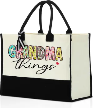 Grandma Christmas Birthday Gifts Mother Gifts Tote Bag for Women Grandmother Classic Canvas Shopping Grocery Bag